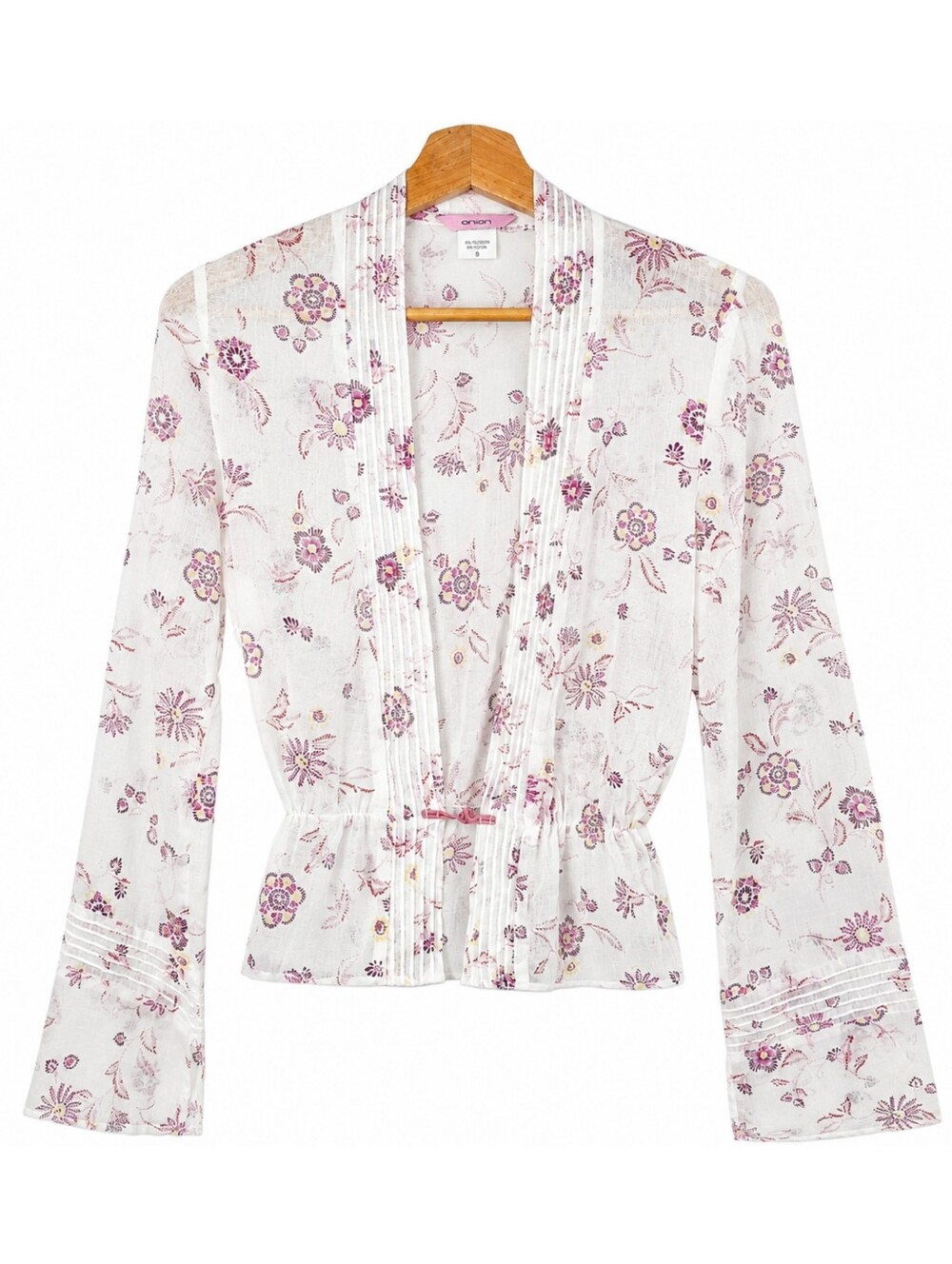Vintage Onion Romantic Bohemian Sheer Floral Bell Sleeve Fairycore Y2K Blouse S